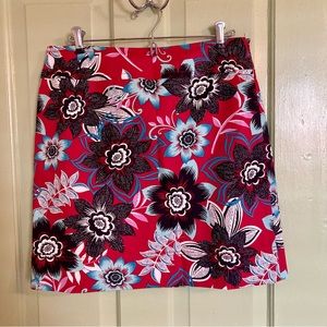 Talbots Red and Blue Floral Pencil Skirt Size 8